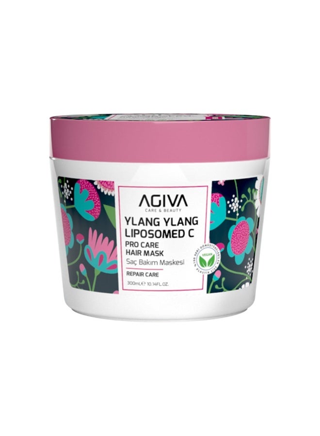 أجيفا قناع الشعر AGIVA Pro Care مع يلانغ يلانغ وفيتامين سي الليبوزومي - علاج إصلاح وترطيب عميق للشعر التالف والضعيف والمجعد - تركيبة نباتية غنية بالكيراتين، 300 مل (10.14 أونصة سائلة) - Image 1