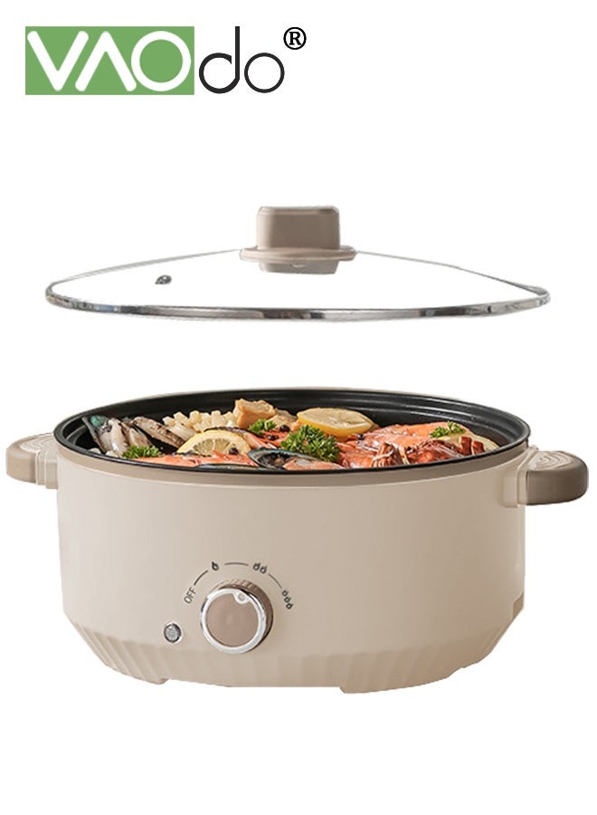 فاو دو 4.6 لتر مقلاة كهربائية غير لاصقة وقلاة القلي ، 1000 واط مع حماية جافة ، 3 مستويات قابلة للضبط في درجة الحرارة وعاء الطهي الكهربائي ، غطاء زجاجي مقسى مع تنفيس ومقابض اللمس البارد - Image 1