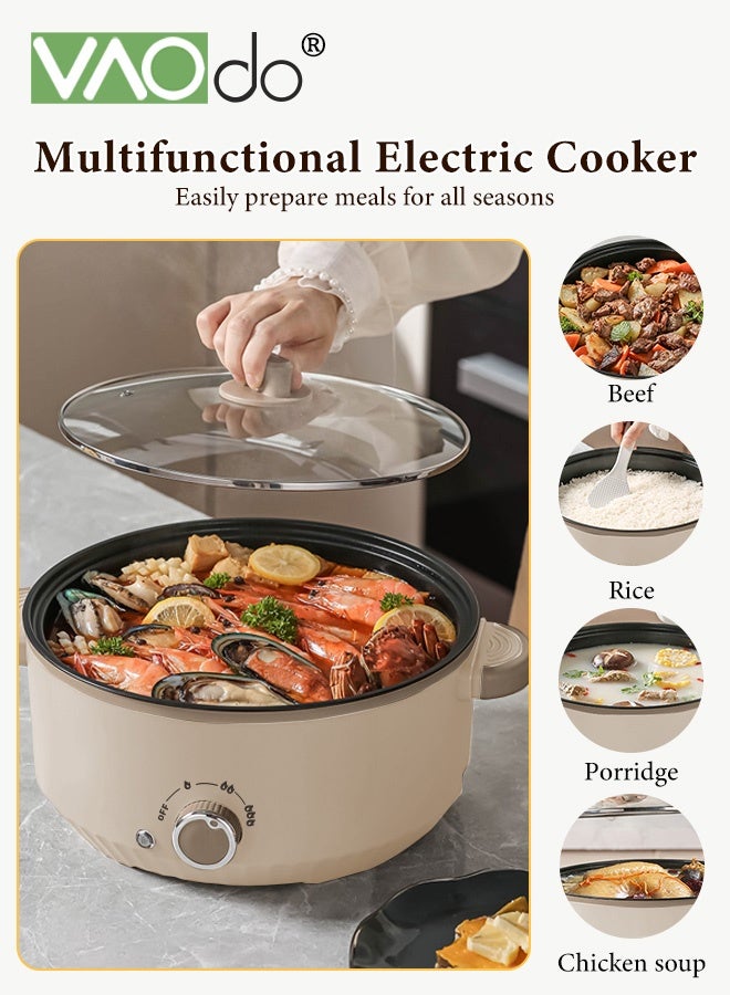 فاو دو 4.6 لتر مقلاة كهربائية غير لاصقة وقلاة القلي ، 1000 واط مع حماية جافة ، 3 مستويات قابلة للضبط في درجة الحرارة وعاء الطهي الكهربائي ، غطاء زجاجي مقسى مع تنفيس ومقابض اللمس البارد - Image 2