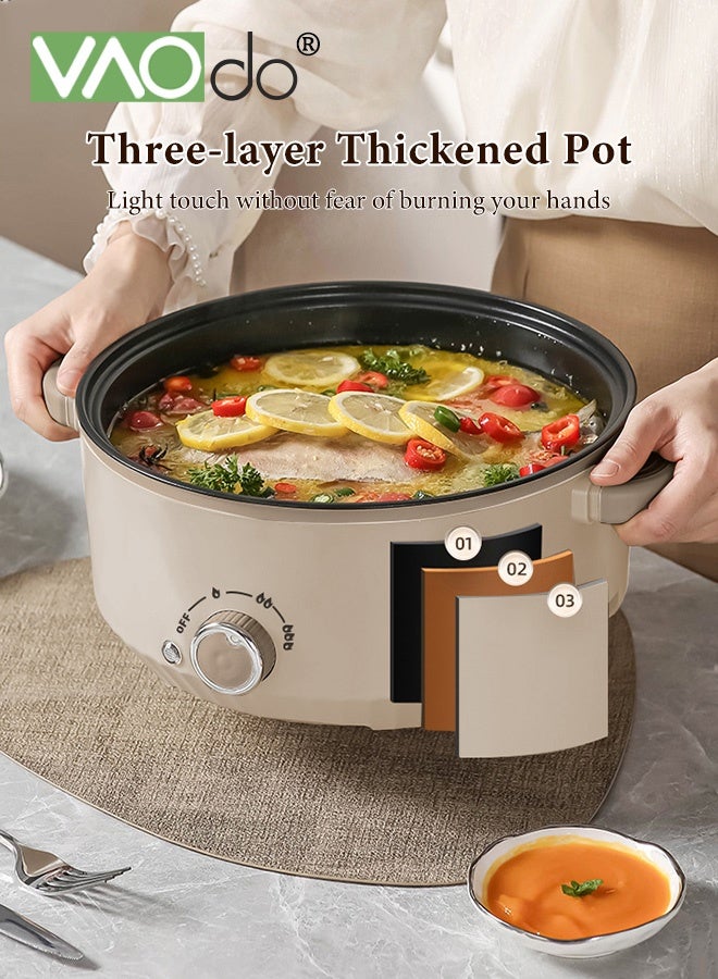 فاو دو 4.6 لتر مقلاة كهربائية غير لاصقة وقلاة القلي ، 1000 واط مع حماية جافة ، 3 مستويات قابلة للضبط في درجة الحرارة وعاء الطهي الكهربائي ، غطاء زجاجي مقسى مع تنفيس ومقابض اللمس البارد - Image 3