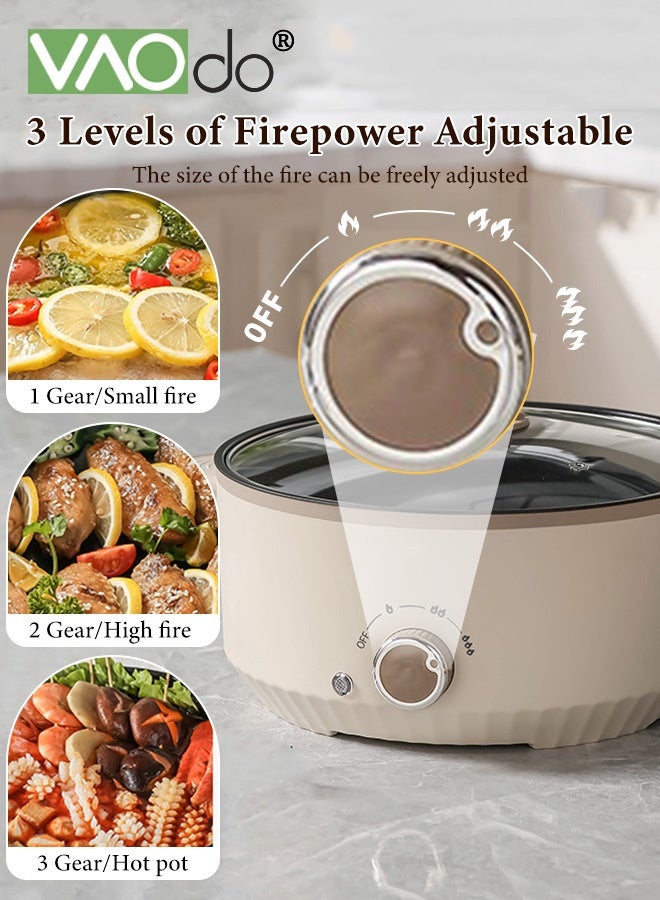 فاو دو 4.6 لتر مقلاة كهربائية غير لاصقة وقلاة القلي ، 1000 واط مع حماية جافة ، 3 مستويات قابلة للضبط في درجة الحرارة وعاء الطهي الكهربائي ، غطاء زجاجي مقسى مع تنفيس ومقابض اللمس البارد - Image 4