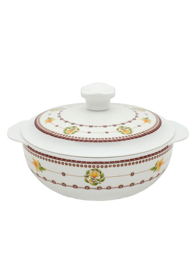 نرجس طقم زبادي عميقة بمسكة و غطاء من الميلامين الصافي مكون من 6 زبديات مقاس 17 سم أبيض/عودي - Image 2