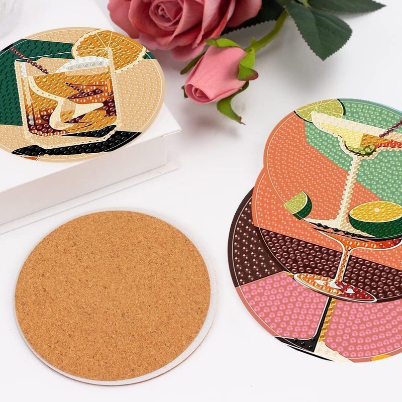 igoodom Diamond Art Coasters Kit, 6 PCS Cocktail Diamond Painting Coasters Kit for Adults with Holder, DIY Mosaic Crafts for Adults 3.9inch - Image 5