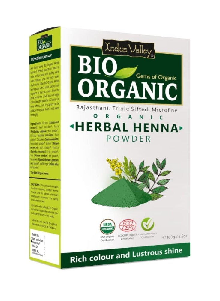Indus Valley Indus Valley Bio Organic Herbal Henna Powder, 100g  - Image 1