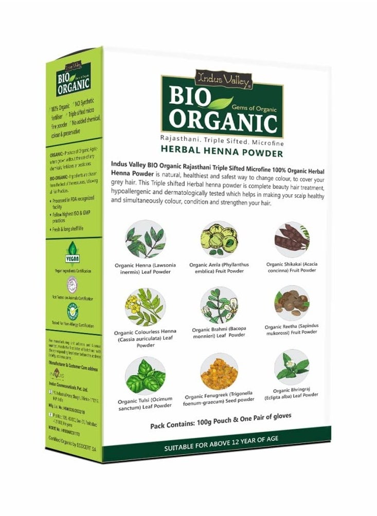 Indus Valley Indus Valley Bio Organic Herbal Henna Powder, 100g  - Image 2
