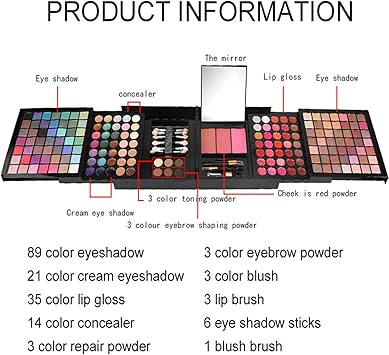 VIOLA HOUSE 177 Colors Eyeshadow Palette Makeup Set Stage Performances Party Professional Box Cosmetics MakeUp Cassette Set in Travel Kit Beauty Case with Mirror - Image 3