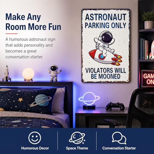 Bestylez Perfect Space Gifts for Kids - Astronaut Parking Only Sign - Outer Space Themed Decor for Boys Room | Fun Space Poster for Kids Wall Art, 8 x 12 Inch (936) - Image 5