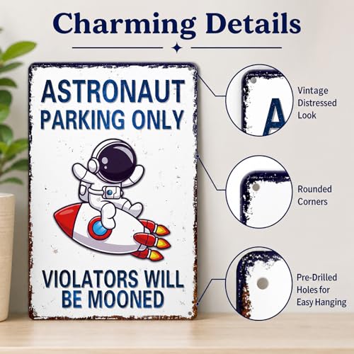 Bestylez Perfect Space Gifts for Kids - Astronaut Parking Only Sign - Outer Space Themed Decor for Boys Room | Fun Space Poster for Kids Wall Art, 8 x 12 Inch (936) - Image 4