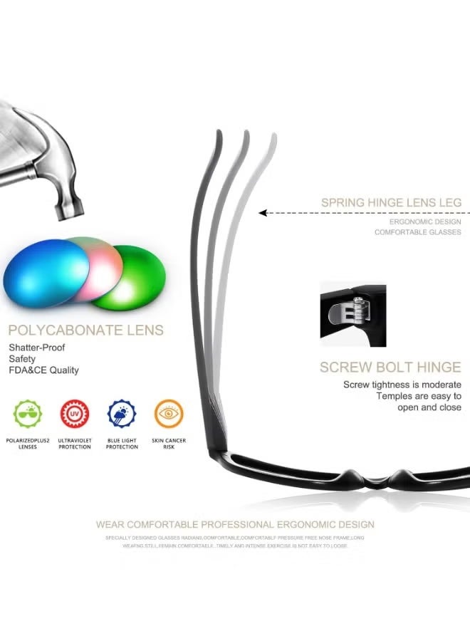 Sunglasses Men Polarized Sunglasses for Mens and Womens,Black Retro Sun Glasses Driving Fishing UV Protectio - Image 3