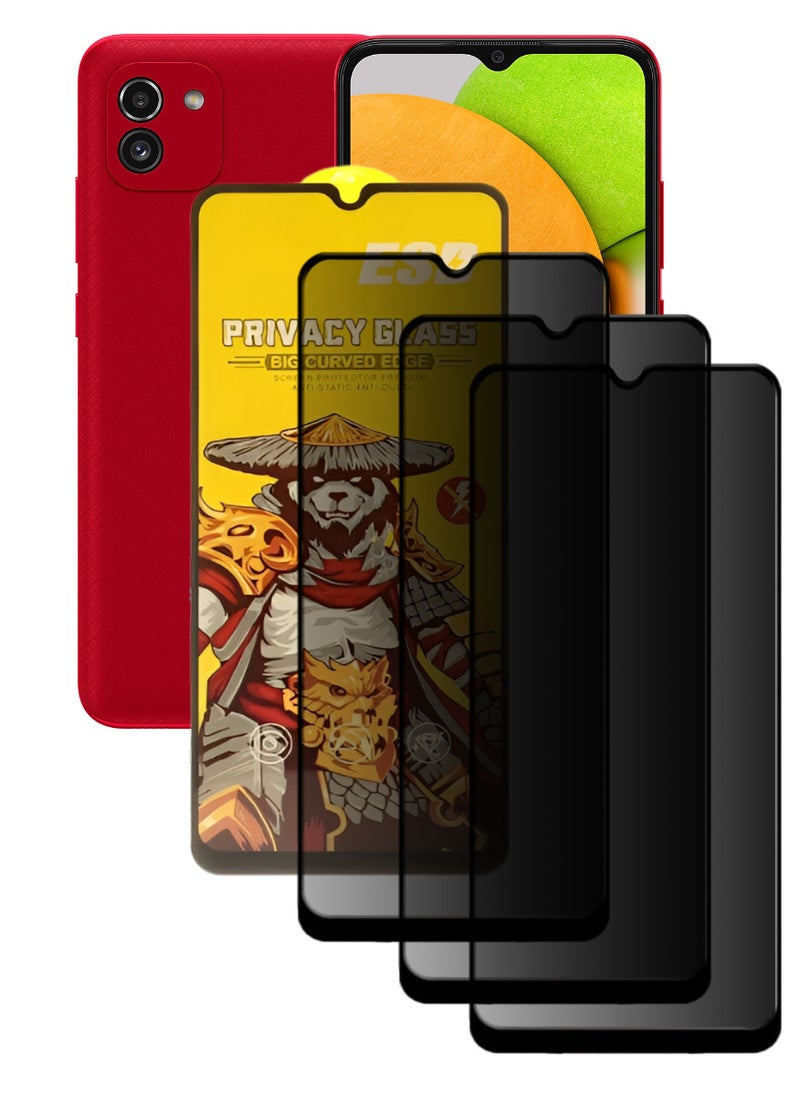 ESD 3 Pieces Tempered Dustproof Privacy Glass Screen Protector Compatible For Samsung Galaxy A03 - Image 1
