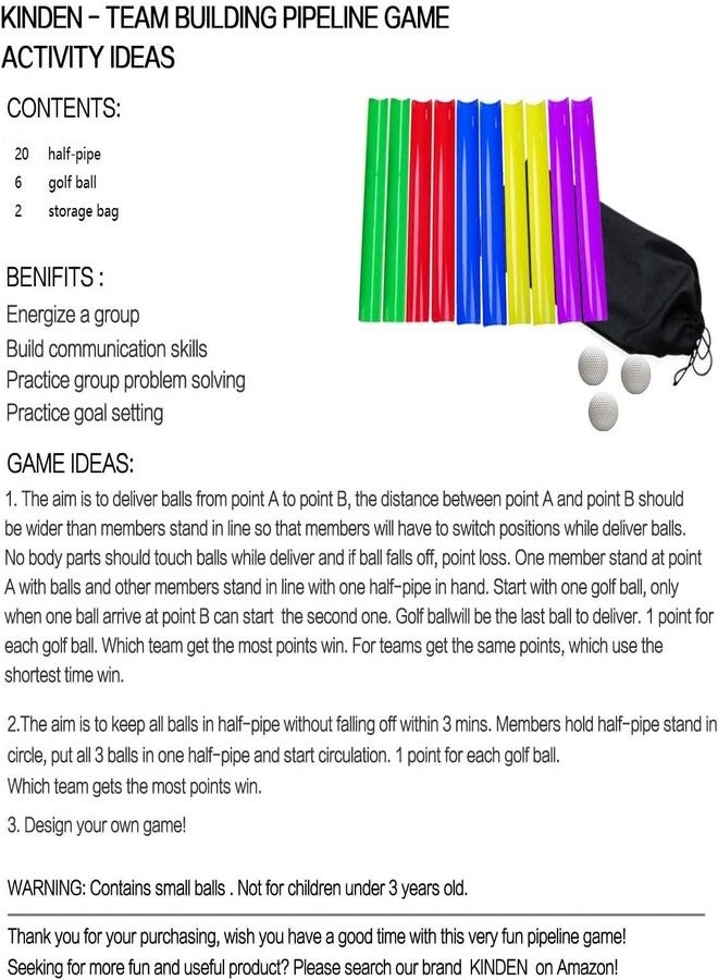 KINDEN Team Building Exercise Activities Pipeline Kit Group Games, Half Pipes Indoor Outdoor Ice Breaker Group Learning Team Work Youth Sports for Kids Teens, Children, Adults Competition Funny Games - Image 2