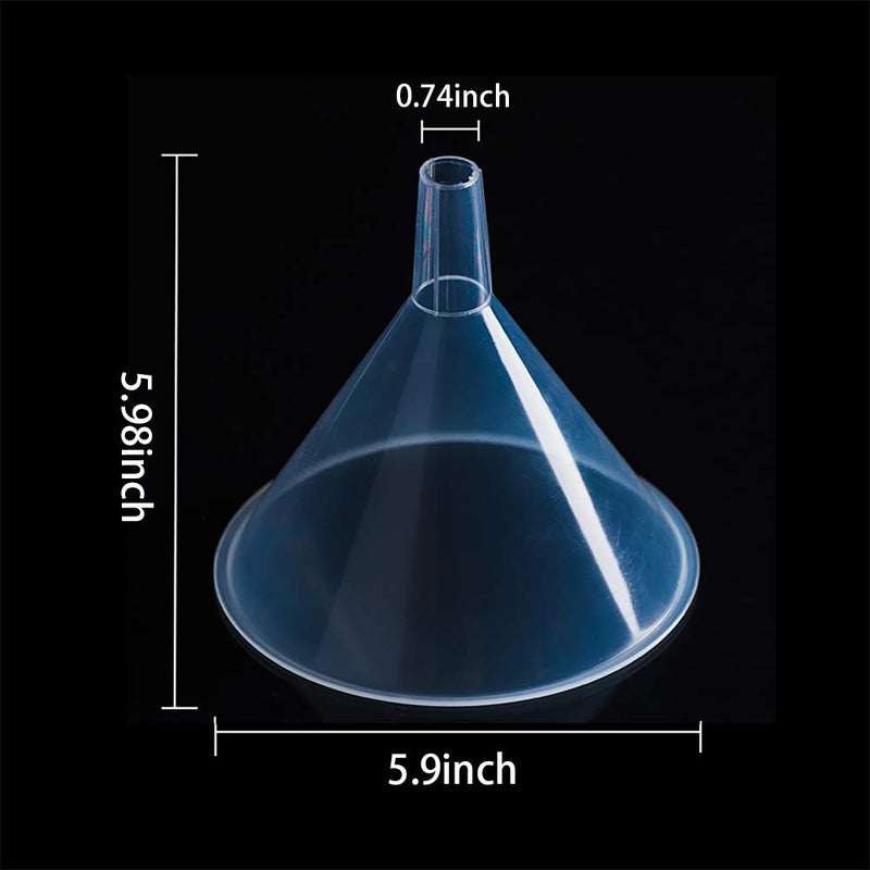 DEDC 4 Pack Clear Plastic Filter Funnel, Small Oil Funnels for Filling Bottles, Liquid Transfer Funnel for Kitchen, Laboratory, Garage, Car, 5.9 inch Dia Mouth - Image 4