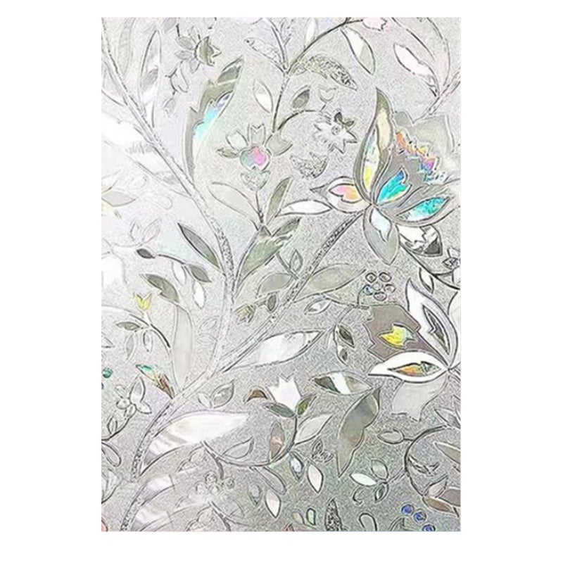 Autumn semi-transparent blackout glass sticker, bathroom window privacy decoration PVC film (electrostatic tulip [colorful refraction], 40cm wide * 3M long) - Image 2