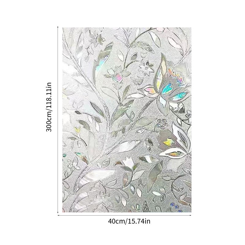 Autumn semi-transparent blackout glass sticker, bathroom window privacy decoration PVC film (electrostatic tulip [colorful refraction], 40cm wide * 3M long) - Image 3