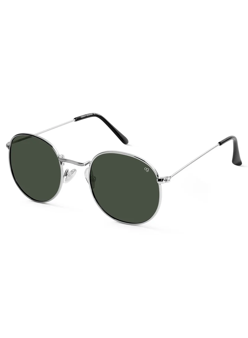 Woggles Green X Silver Polarized Round Sunglasses
