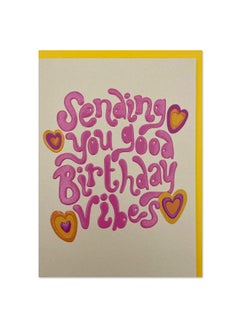 Raspberry Blossom Raspberry Blossom Sending you good Birthday Vibes Greeting Card  - Image 1