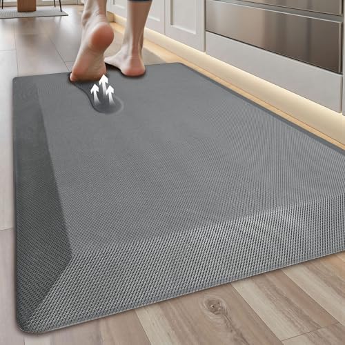 Tyrot Anti Fatigue Kitchen Mats for Floor Grey 910 Extra Thick Cushioned Standing Desk Mat Comfort Memory Foam Ergonomic Kitchen Rugs and Mats NonSlip Waterproof for Office Kitchen Sink 20 x 32 - Image 1