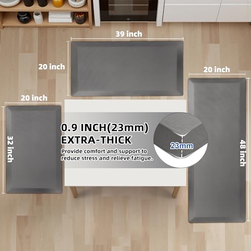 Tyrot Anti Fatigue Kitchen Mats for Floor Grey 910 Extra Thick Cushioned Standing Desk Mat Comfort Memory Foam Ergonomic Kitchen Rugs and Mats NonSlip Waterproof for Office Kitchen Sink 20 x 32 - Image 3