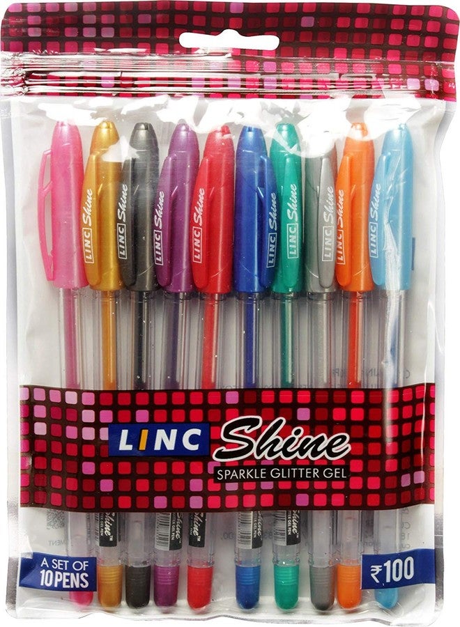 Linc Shine 1.0mm Sparkle Glitter Gel Pen | Set of 10 Ink Shades - Image 5