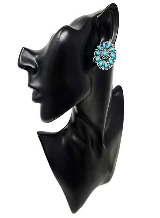 Emulily Western Flower Squash Blossom Clip-ons Earrings Navajo (Turquoise) - Image 2