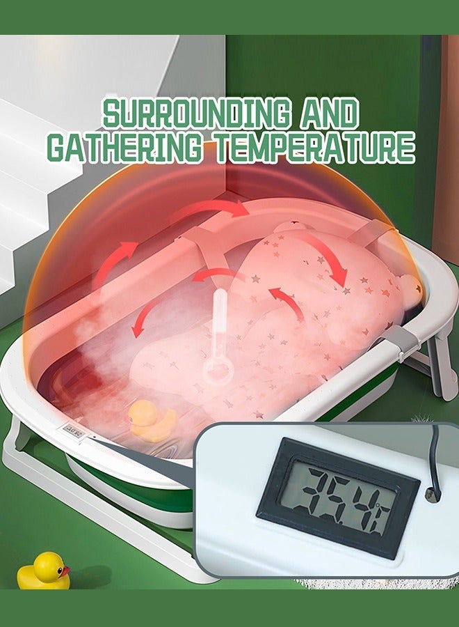 ميكسد 13 قطعة حوض استحمام للأطفال قابل للطي مع استشعار درجة الحرارة + وسادة حمام + غطاء دش + كوب شامبو لغسل الشعر *1 + ألعاب بط صغيرة *4 + كرات المحيط *5 - Image 4