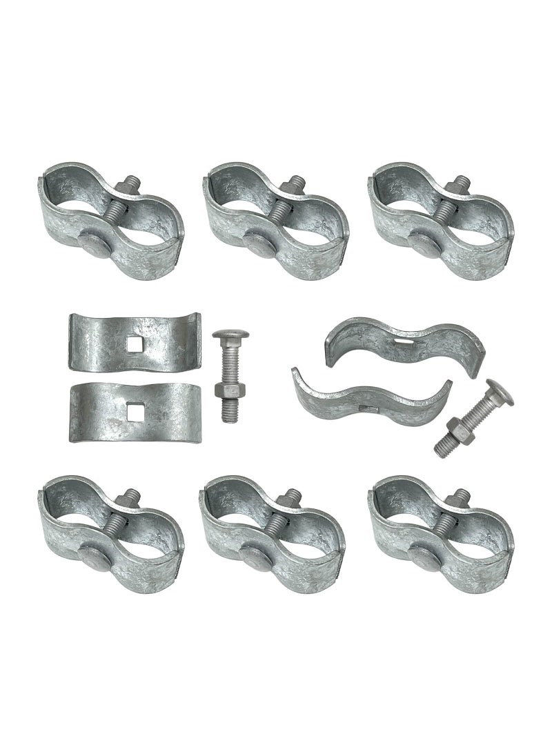 Aiwaiufu Chain Link Fence PANEL CLAMPS/Galvanized Steel Panel Clamp 1-5/8" (8 Set)/ KENNEL CLAMPS: Chain Link Fence Pipe Panel Frames, Saddle Clamp, Kennel Clamp  - Image 1