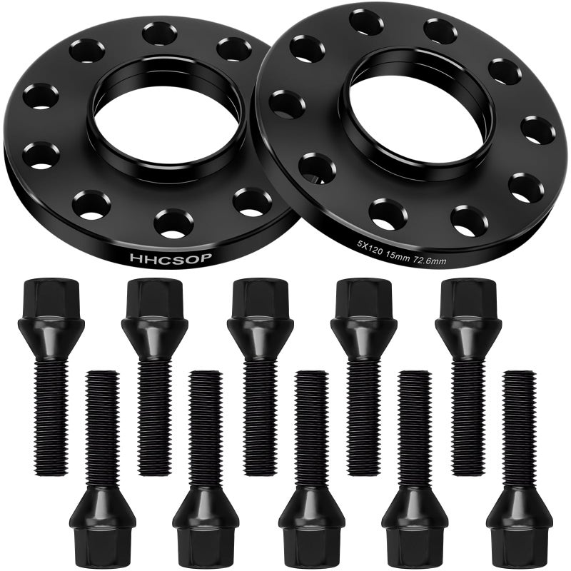 HHCSOP 5X120 Wheel Spacers 15mm, 2PCS Hubcentric Forged Spacers for BMW E82 E88 E36 E46 E90 E92 E60 318i 323i 325i 328i 330i 335i 525i 545i Z3 Z4 Z8 M3 X1, Thread Pitch M12x1.5 Hub Bore 72.6mm - Image 1
