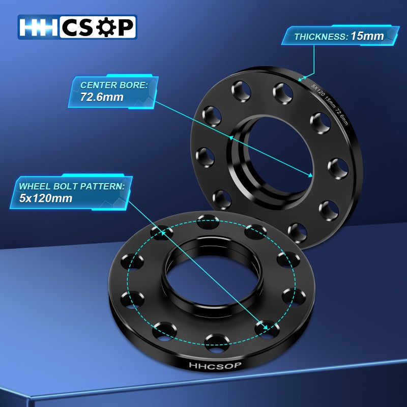 HHCSOP 5X120 Wheel Spacers 15mm, 2PCS Hubcentric Forged Spacers for BMW E82 E88 E36 E46 E90 E92 E60 318i 323i 325i 328i 330i 335i 525i 545i Z3 Z4 Z8 M3 X1, Thread Pitch M12x1.5 Hub Bore 72.6mm - Image 3