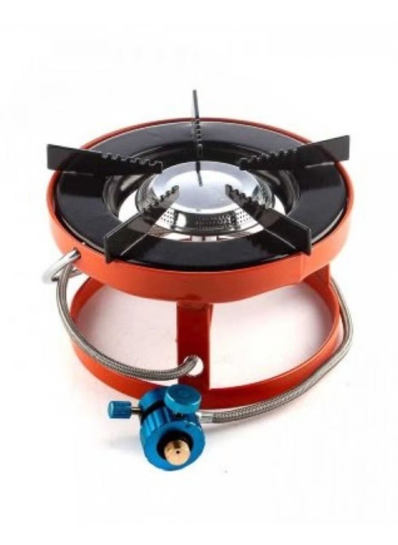 Generic Circular gas stove for trips, orange, connected via a strong gas hose, practical and easy to use, lightweight, easy to carry, assemble, and install. 