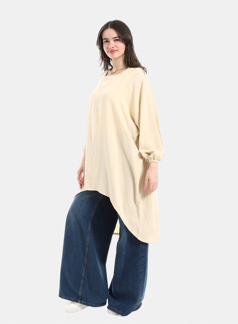 Red Circle Boncho short zipper at the shoulder linen - Image 2
