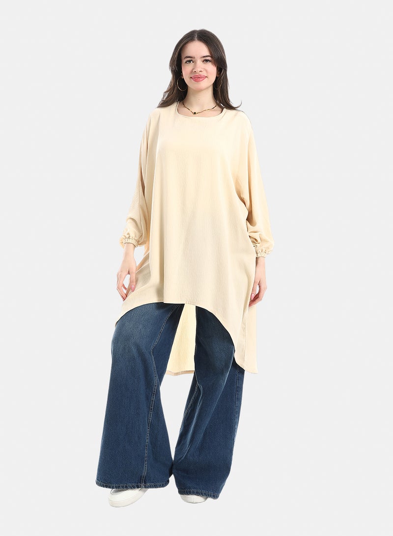 Red Circle Boncho short zipper at the shoulder linen - Image 1