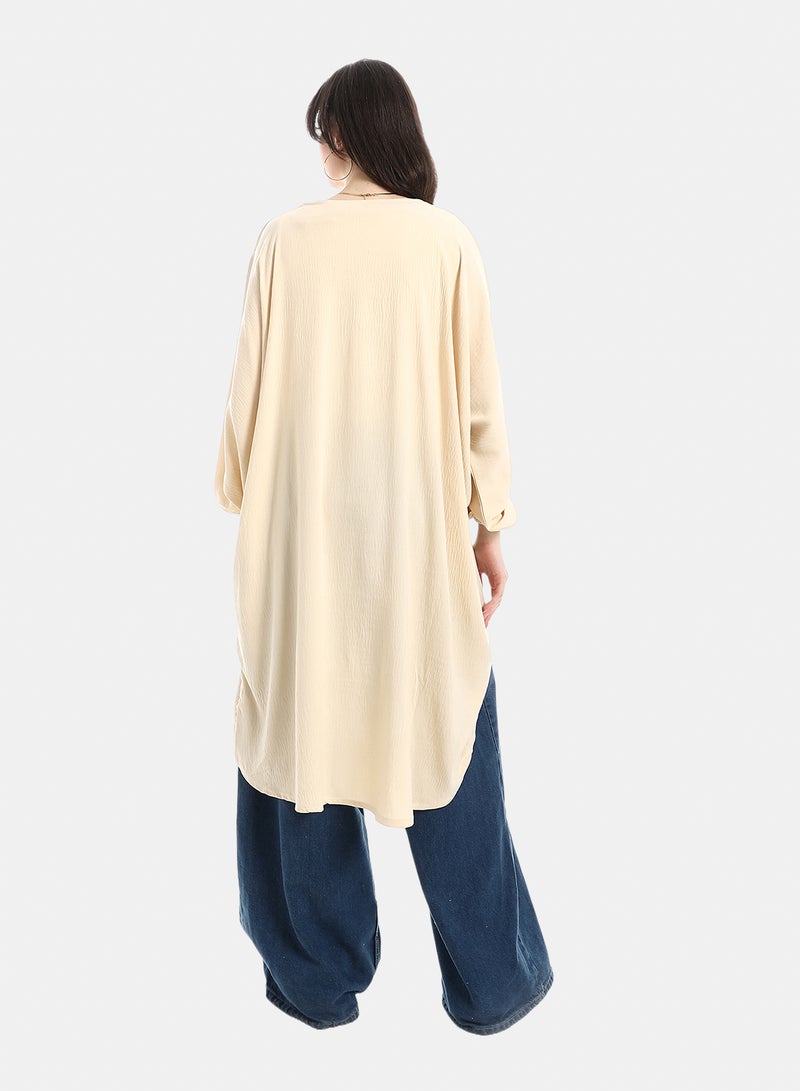 Red Circle Boncho short zipper at the shoulder linen - Image 3