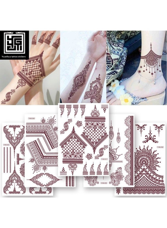 Mehendi Stickers Henna Mehendi stencil Tattoo Sticker for Hands Temporary Waterproof Mehndi Tattoo Body Art for Women & Girls - Image 2