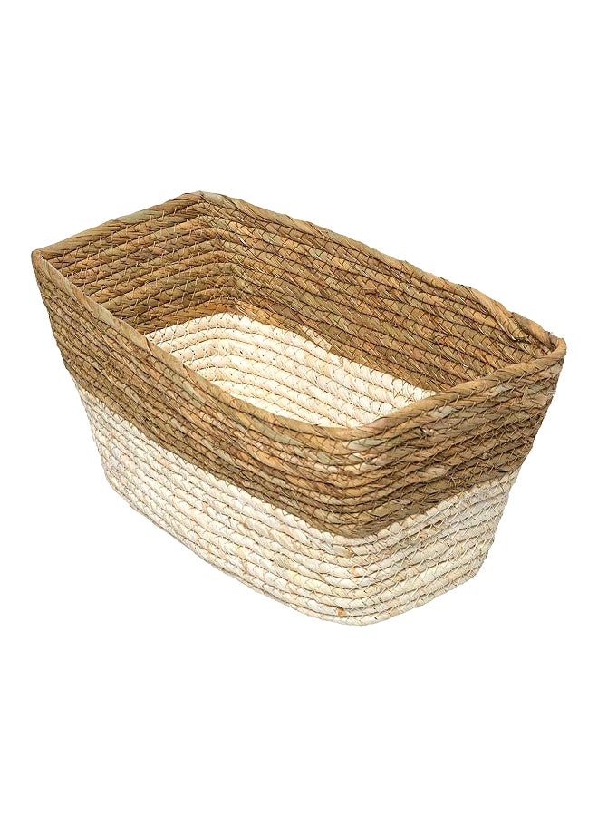 Five Simply Smart Two Tone Rectangular Breaded Storage Laundry Basket White and Beige 31 x 15 cm 181241 - Image 1