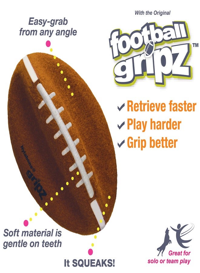 Nylabone Power Play Felt Football Gripz Fetch Toy, Squeaky Ball Chew Toy for Dogs, Large (1 Count) - Image 2