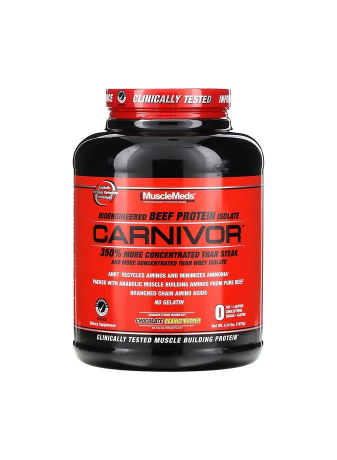 MuscleMeds, Carnivor, Bioengineered Beef Protein Isolate, Chocolate Peanut Butter, 4.14 lbs (1,876 g) - Image 1
