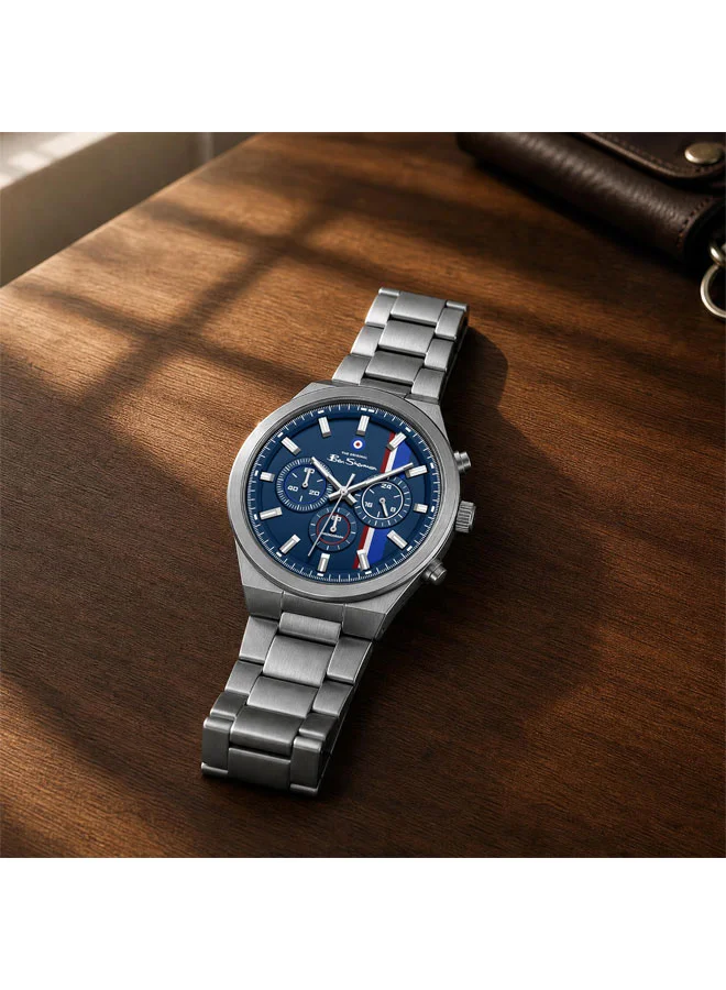 Ben Sherman Blue Canterbury Blue Dial Stainless Steel Bracelet Chronograph Watch for Men, 44mm for Men | Best Price UAE