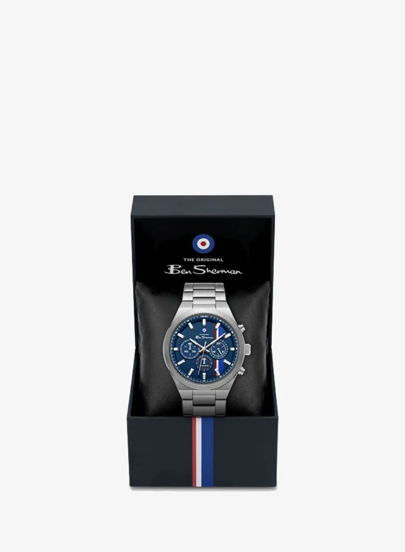 Ben Sherman Blue Canterbury Blue Dial Stainless Steel Bracelet Chronograph Watch for Men, 44mm for Men | Best Price UAE