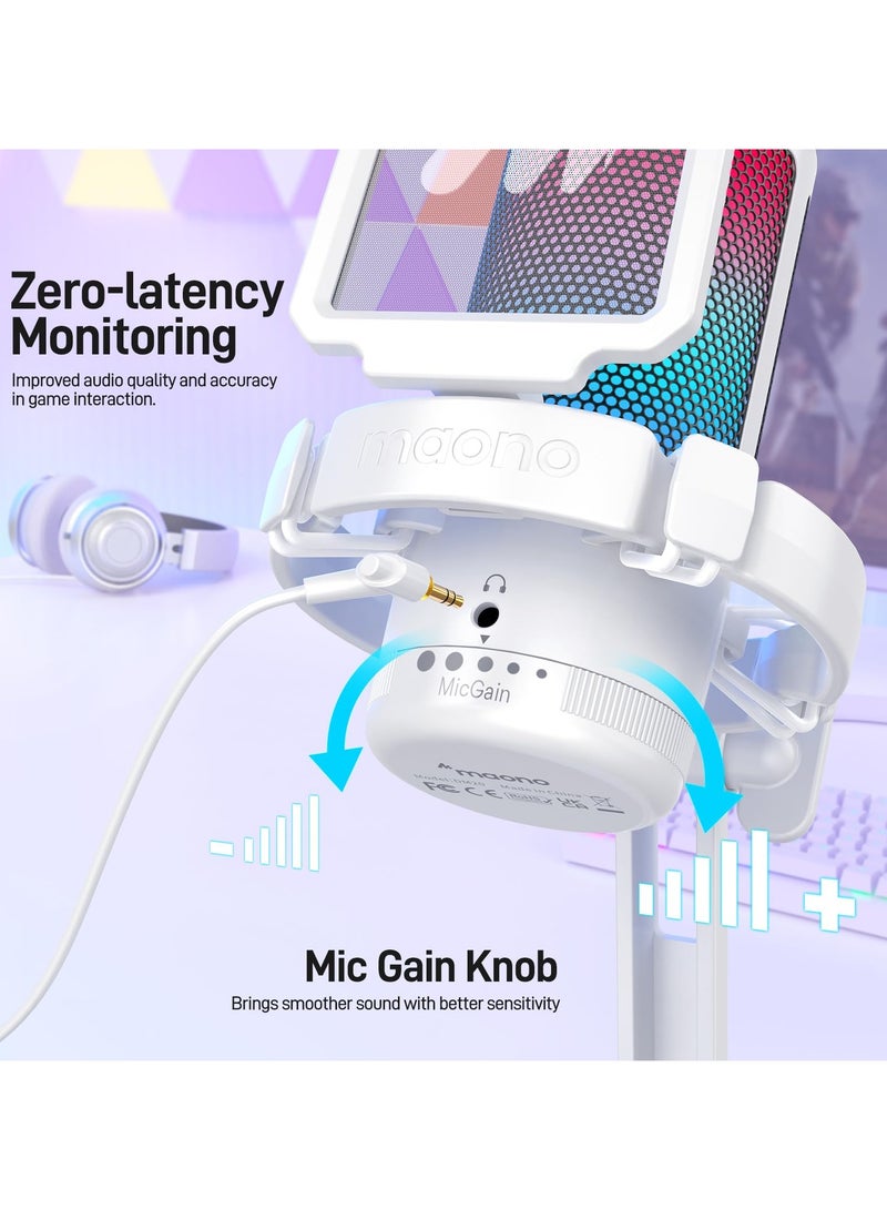 Maono Gaming USB Microphone, Noise Cancellation Condenser Mic with Mute, Gain, Monitoring, Boom Arm Mic for Streaming, Podcast, Twitch, YouTube, Discord, PC, Computer, PS4, PS5, Mac - Image 5