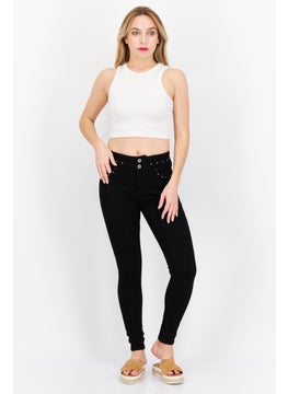 Pepe Jeans Women Skinny Fit Embellished Stretchable Jeans, Black  - Image 3