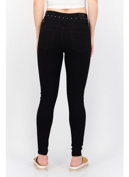 Pepe Jeans Women Skinny Fit Embellished Stretchable Jeans, Black  - Image 2