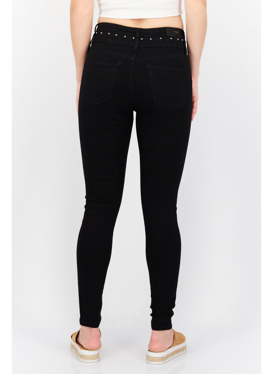 Pepe Jeans - Women Skinny Fit Embellished Stretchable Jeans, Black - Image 1