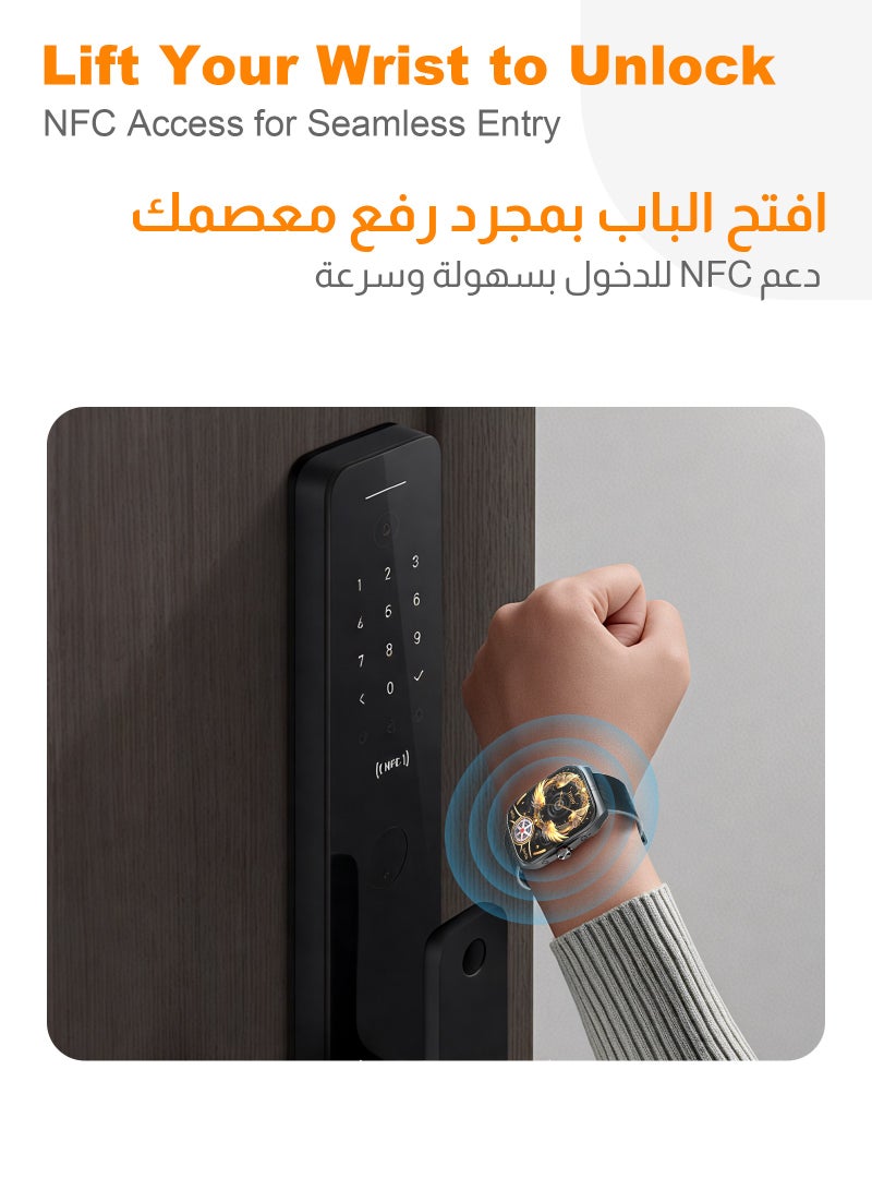 مسافر الكثبان ساعة ذكية بشاشة AMOLED عالية الدقة، بطارية 300 مللي أمبير، للرجال والنساء، تدعم NFC السلبي، أوضاع رياضية متعددة، مقاومة للماء بمعيار IP68، مكالمات بلوتوث عالية الدقة، مراقبة فورية لمعدل ضربات القلب وتشبع الأكسجين (SPO2)، طلاء مفرغ من سبائك الزنك، ساعة ذكية فاخرة – باللون الأسود - Image 3