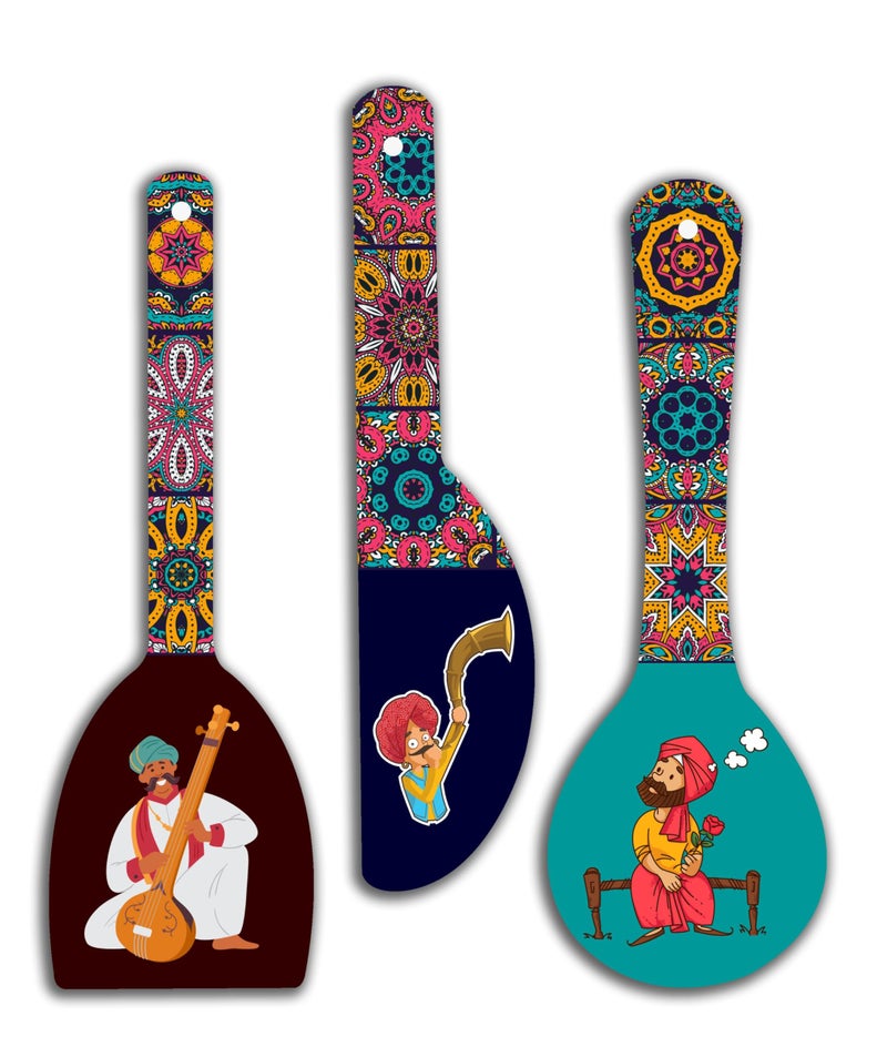 SAF paintings Rajasthani culture spoon shape Mdf Wooden Wall Hanging Home Decor Plates, wall painting, wall hanging For home decoaration, office, living room, wall decoration WHWHC-S1 - Image 5