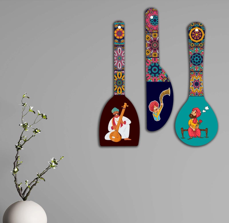 SAF paintings Rajasthani culture spoon shape Mdf Wooden Wall Hanging Home Decor Plates, wall painting, wall hanging For home decoaration, office, living room, wall decoration WHWHC-S1 - Image 2