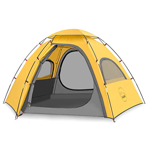 KAZOO Outdoor Family Tent Durable Lightweight Waterproof Camping Tents Easy Setup Beach Screen Tent Sun Shade 3 Person Yellow