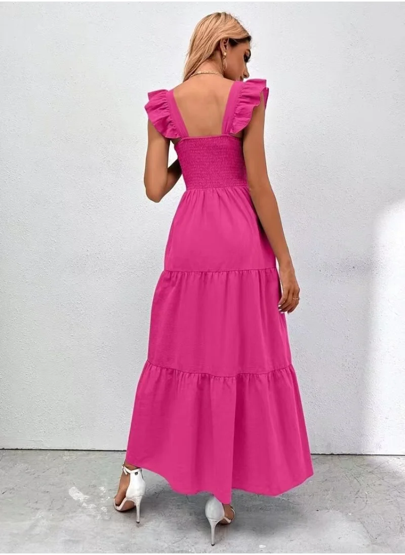 YUNIQEE Ruffled Smocked Midi Dress