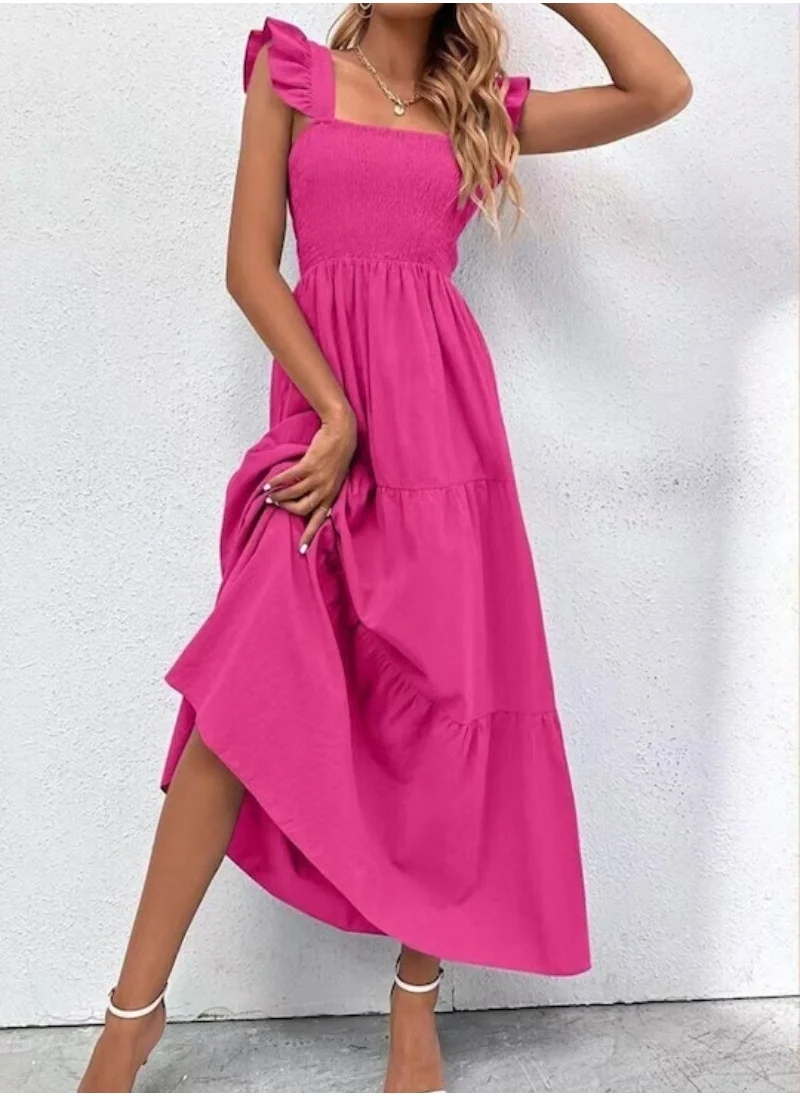 YUNIQEE Ruffled Smocked Midi Dress