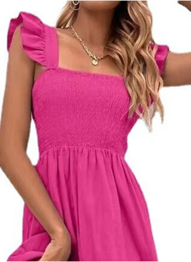 يونيكي Pink Square Neck Ruffled Maxi Dress