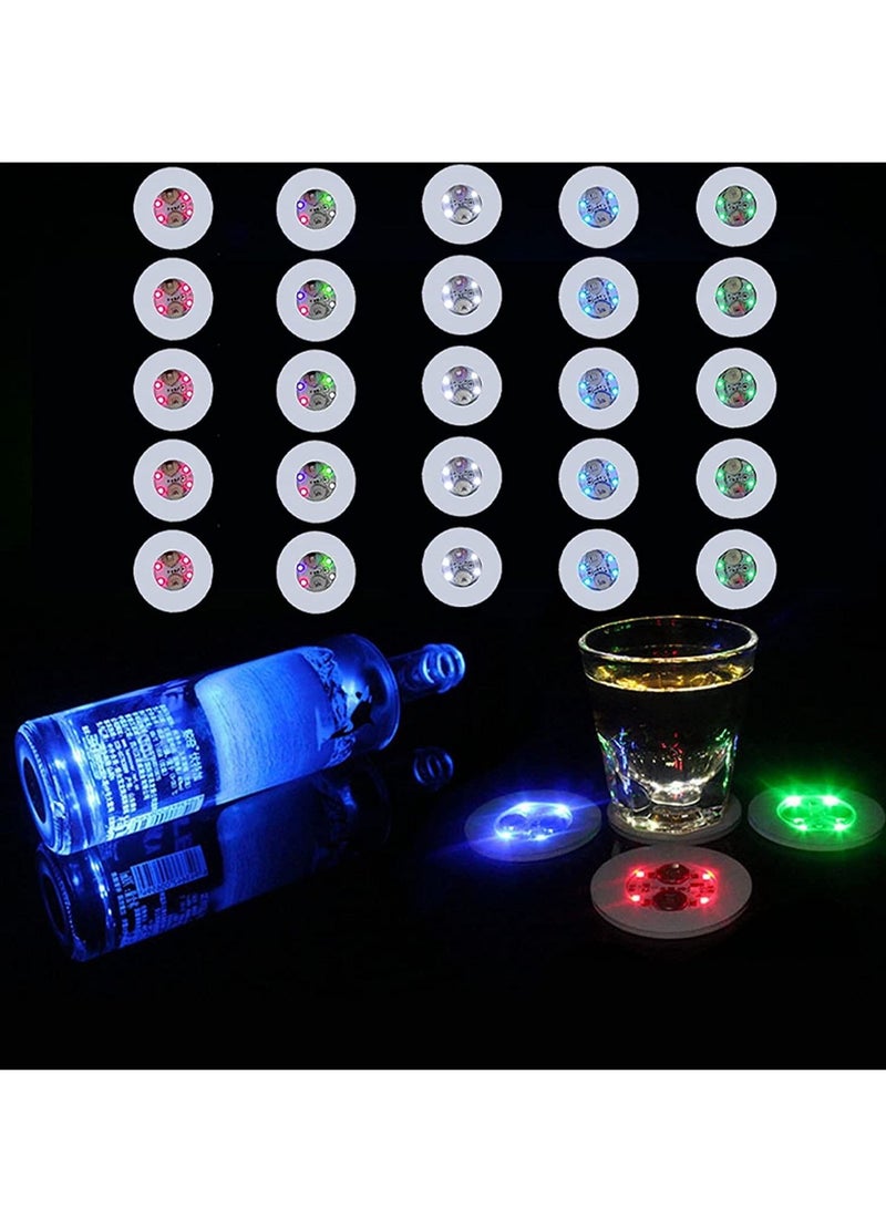 SYOSI LED Coaster, Light Up Coasters for Drinks, Liquor Bottle Light Stickers Coasters, Flash Light Up Bar Coaster for Club, Bar, Party, Wedding Decor Multicolor 25 Pack - Image 1